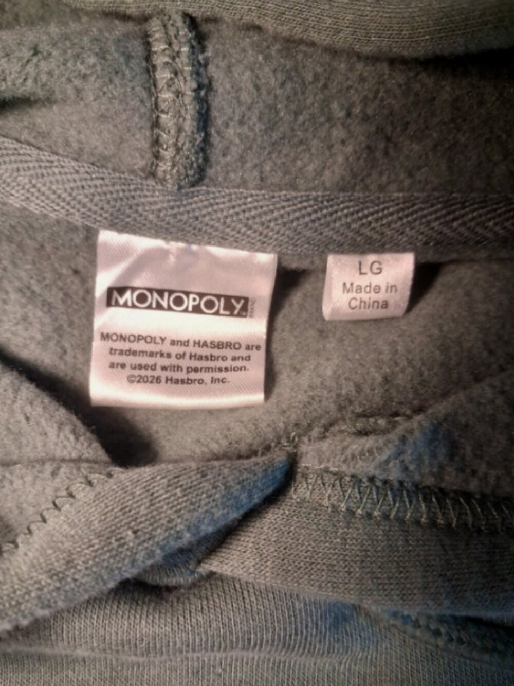 Monopoly mens Graphic Hoodie size Large Mint long sleeve Kangaroo pockets - Picture 7 of 9